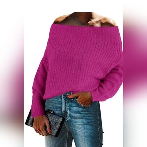 Off shoulder chunky knit sweater
